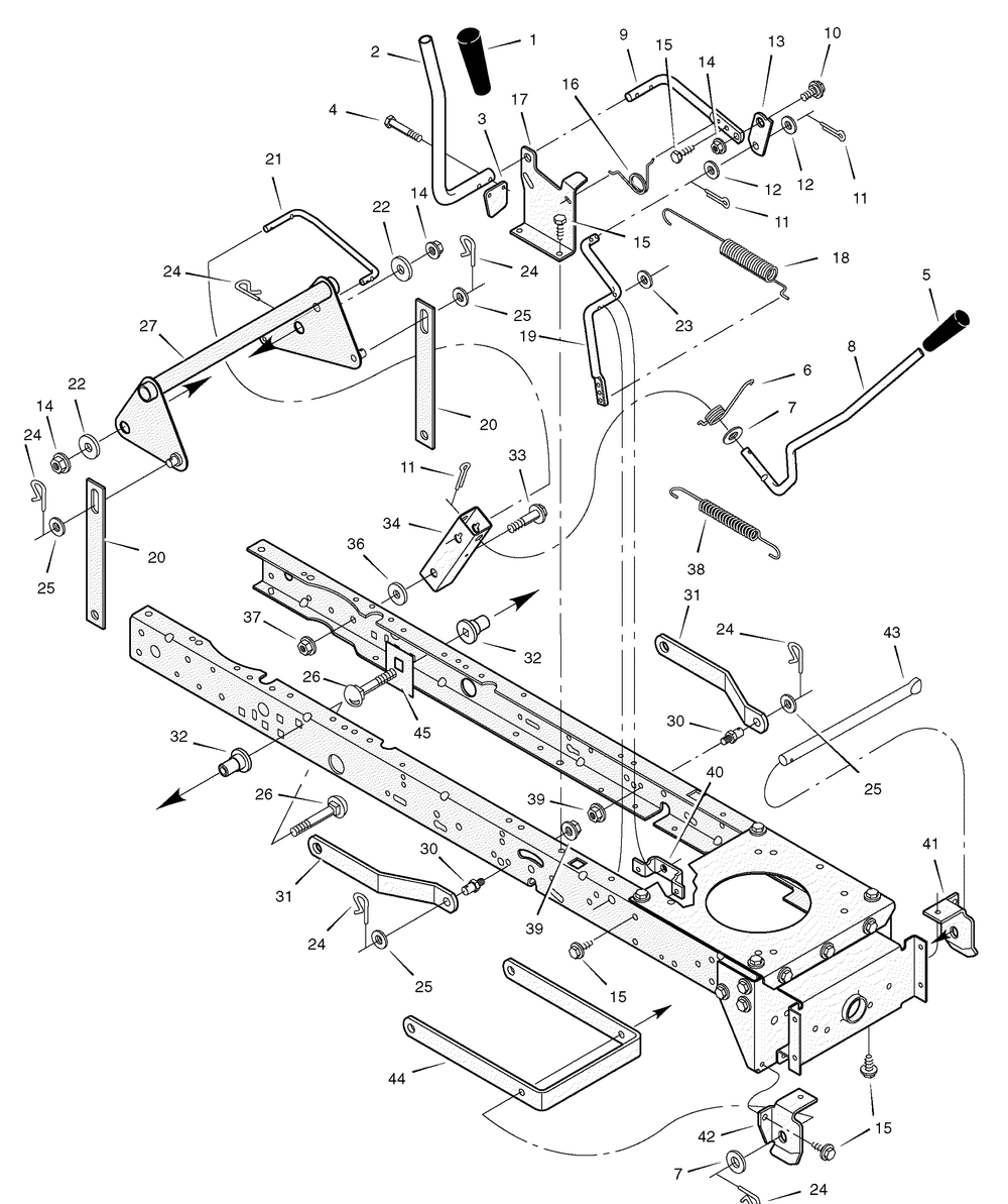 Mower Housing Suspension Diagram and Parts List for 405625X51A 2006 Briggs and Stratton Lawn Tractor